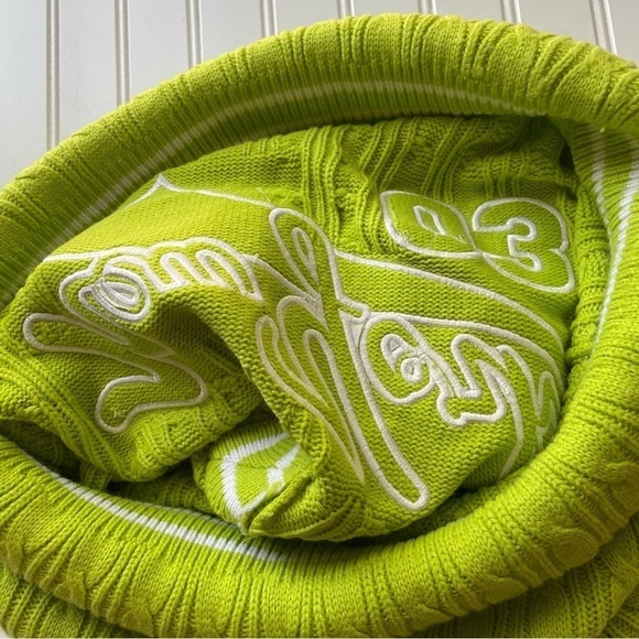 DELF USA Sweater Vest Bright Neon Green Size XLarge New York 03 Vintage Hip Hop - Picture 8 of 11